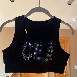 Cheer extreme black rhinestone sports bra